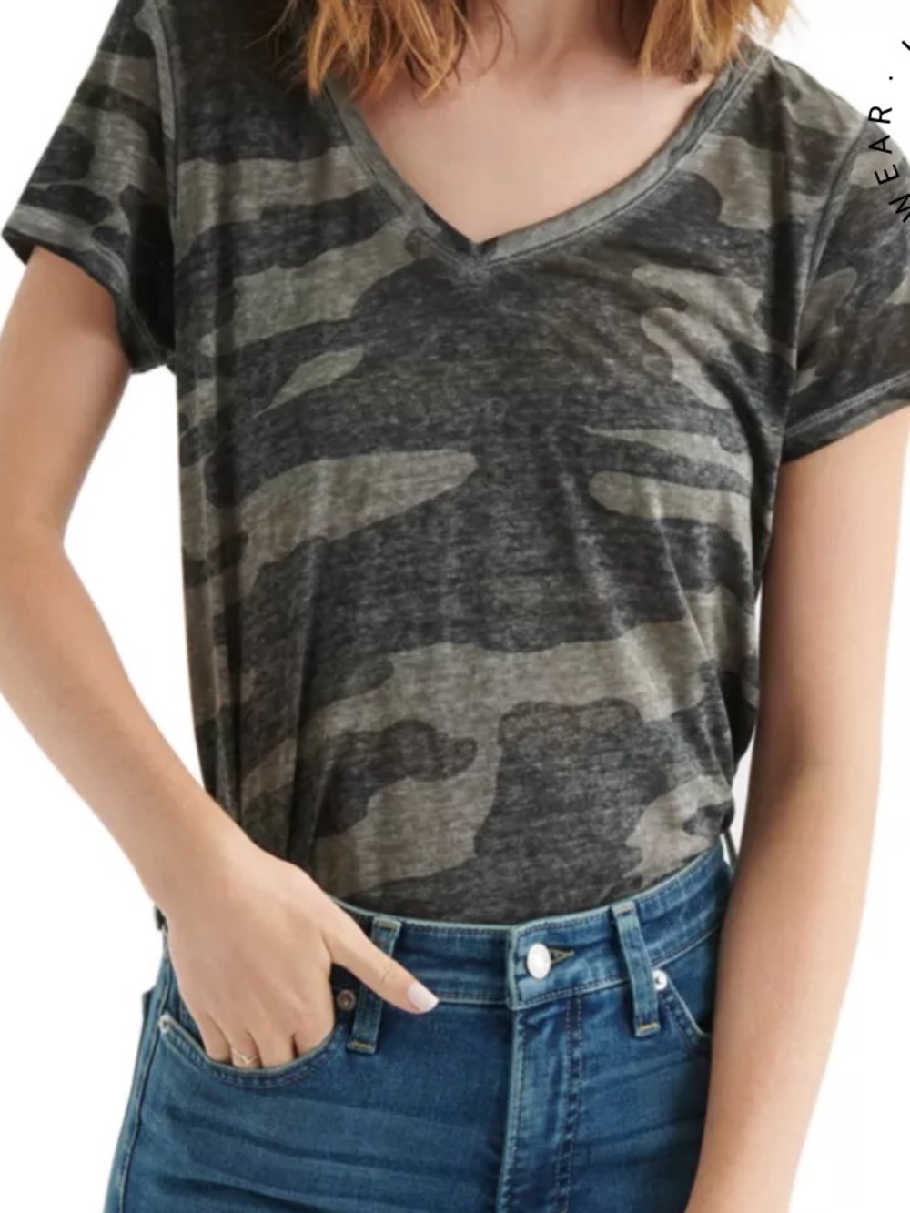 Lucky Brand Women's Camo V-Neck Tee